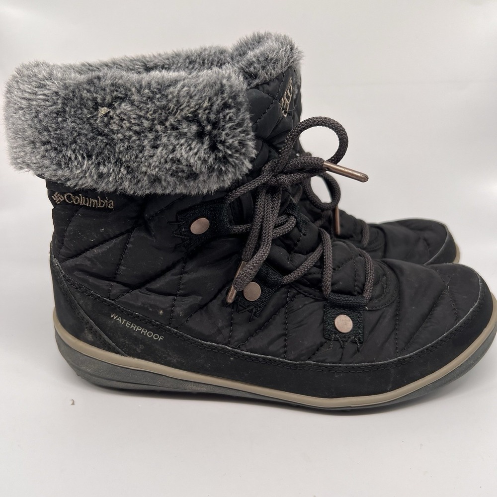 Columbia Heavenly Shorty Omni Heat Grip Womens 7 Fur Waterproof Snow Boots Shoes